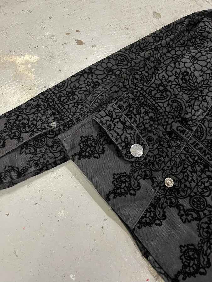 1990s Jean Paul Gaultier Velvet Floral Black Cropped Jacket ngzJTFt 7