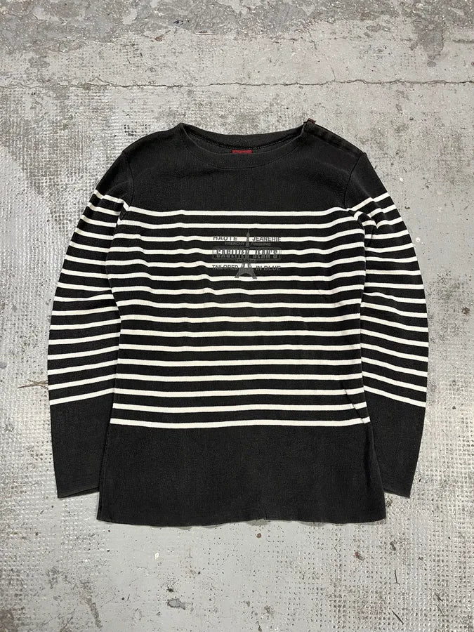 1990s Jean Paul Gaultier White & Navy Striped Marine Sweater cGvNzqo 0