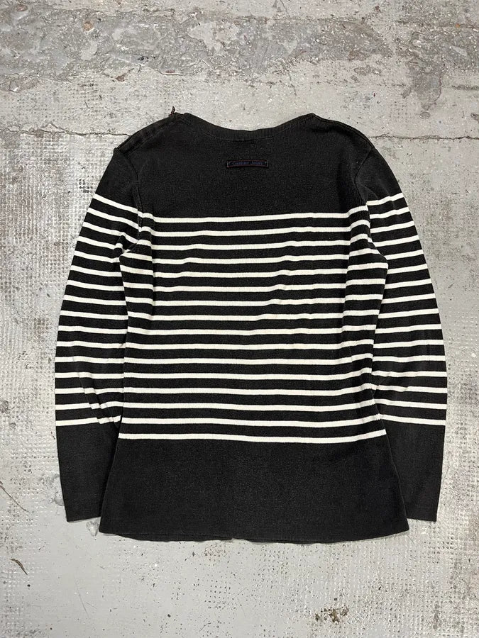 1990s Jean Paul Gaultier White & Navy Striped Marine Sweater cGvNzqo 5