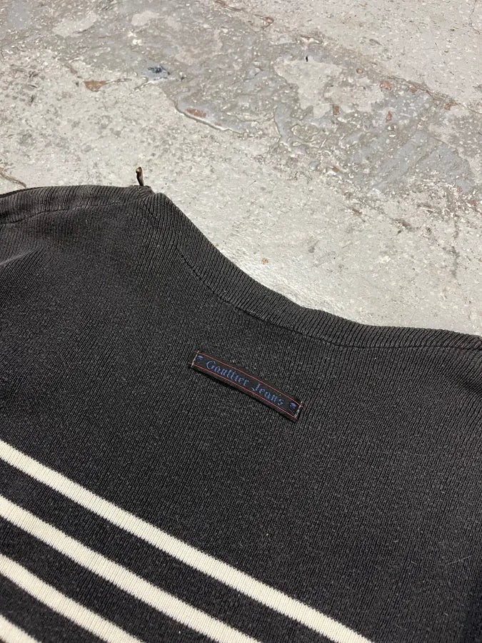 1990s Jean Paul Gaultier White & Navy Striped Marine Sweater cGvNzqo 6