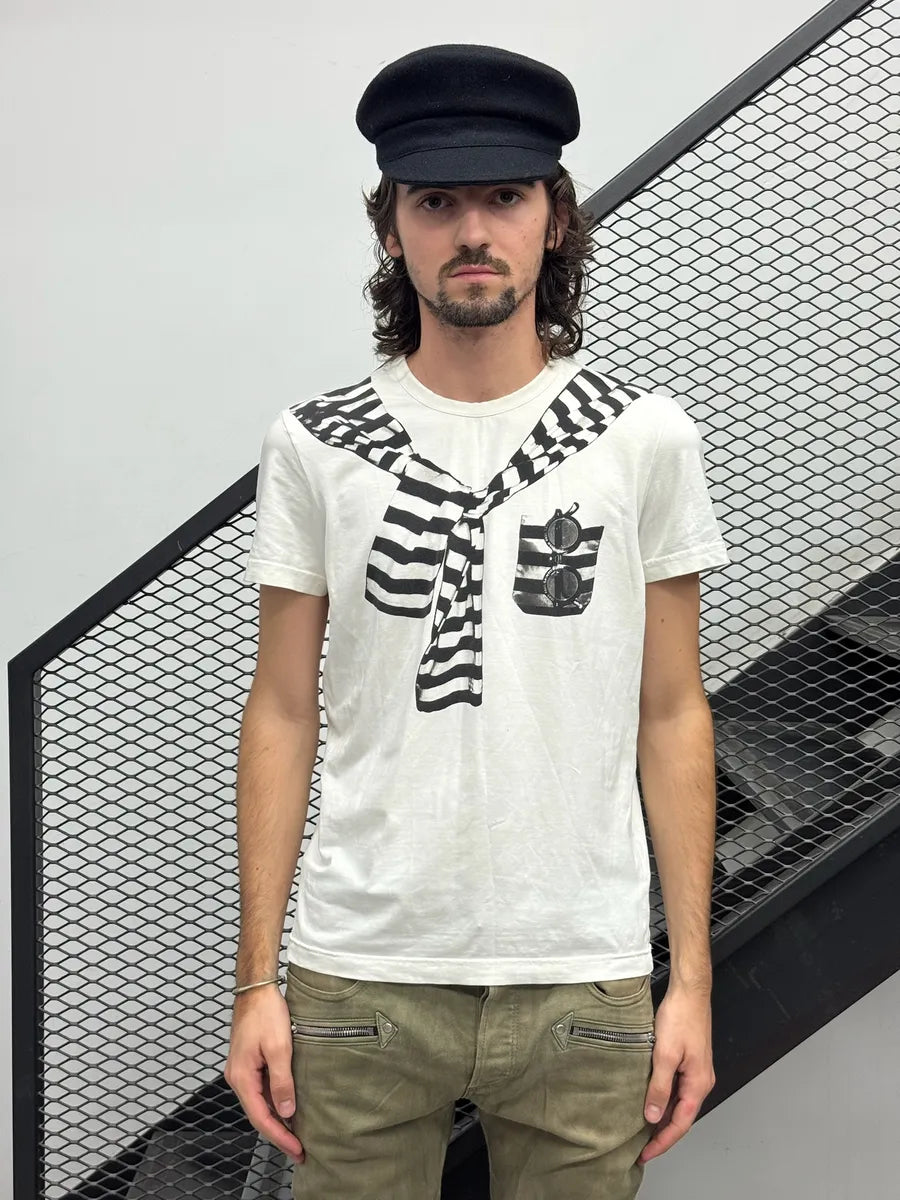 1990s Jean Paul Gaultier White Sailor Trompe-l’oeil T-Shirt VkKQpVd 0