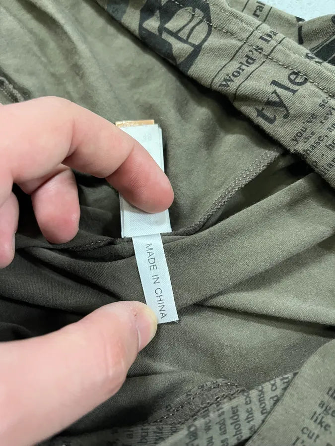 1990s John Galliano Newspaper Khaki Hoodie xgguIop 10