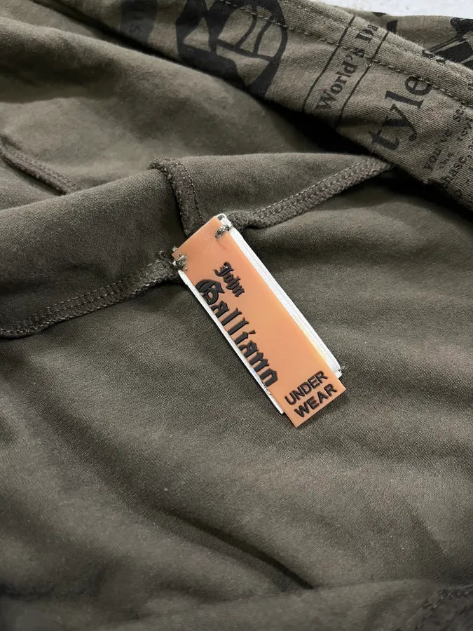 1990s John Galliano Newspaper Khaki Hoodie xgguIop 8