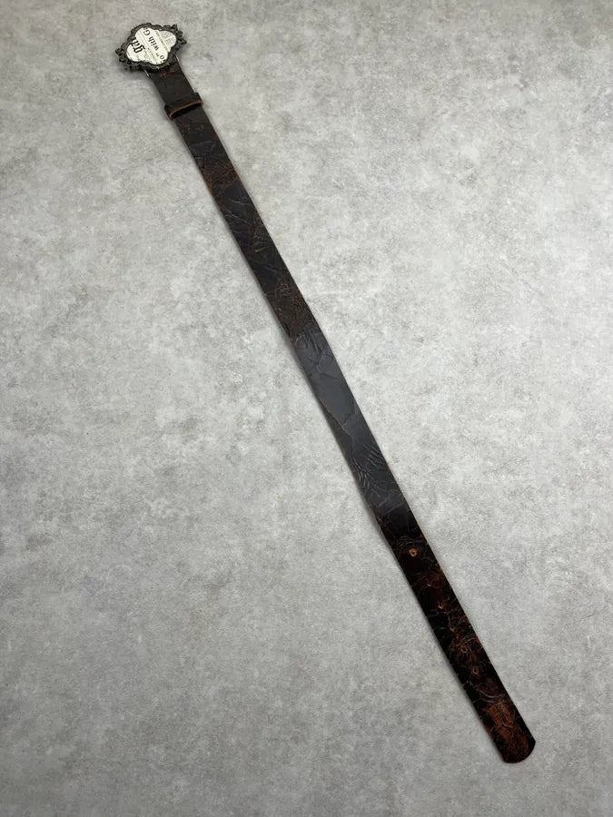 John Galliano Newspapers Eroded Cracked Leather Belt QGdYydq 9