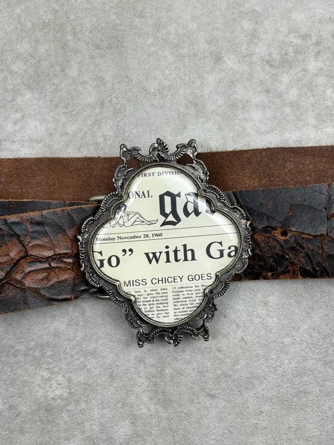 John Galliano Newspapers Eroded Cracked Leather Belt QGdYydq 3