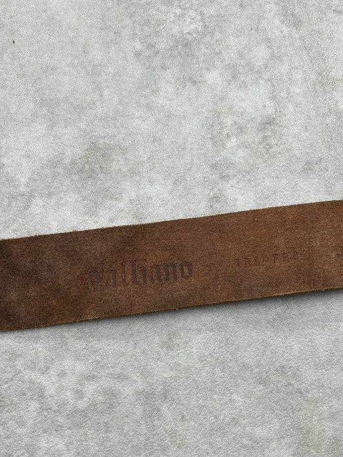 John Galliano Newspapers Eroded Cracked Leather Belt QGdYydq 7