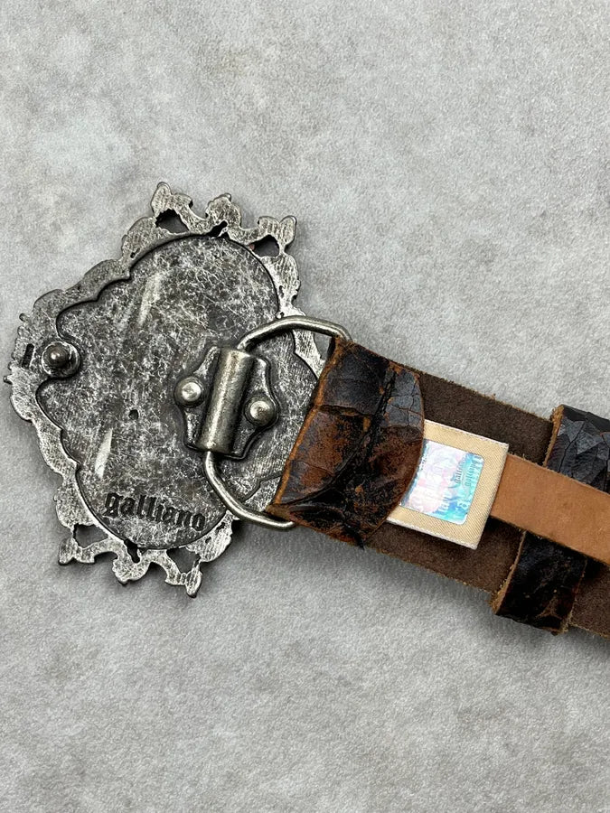 John Galliano Newspapers Eroded Cracked Leather Belt QGdYydq 8