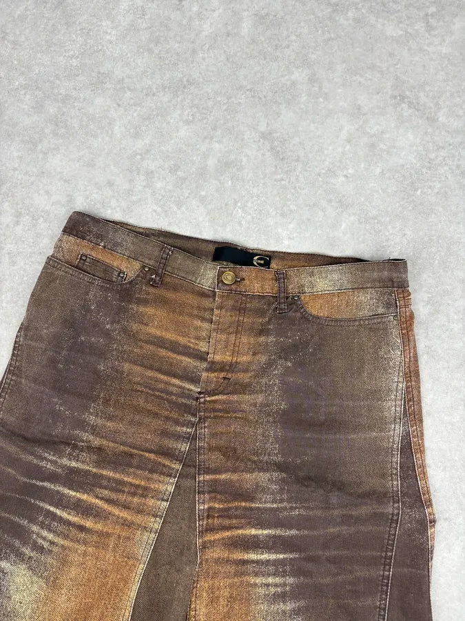 SS2004 Cavalli Brown Denim Metallic Skirt DbuAyQu 4