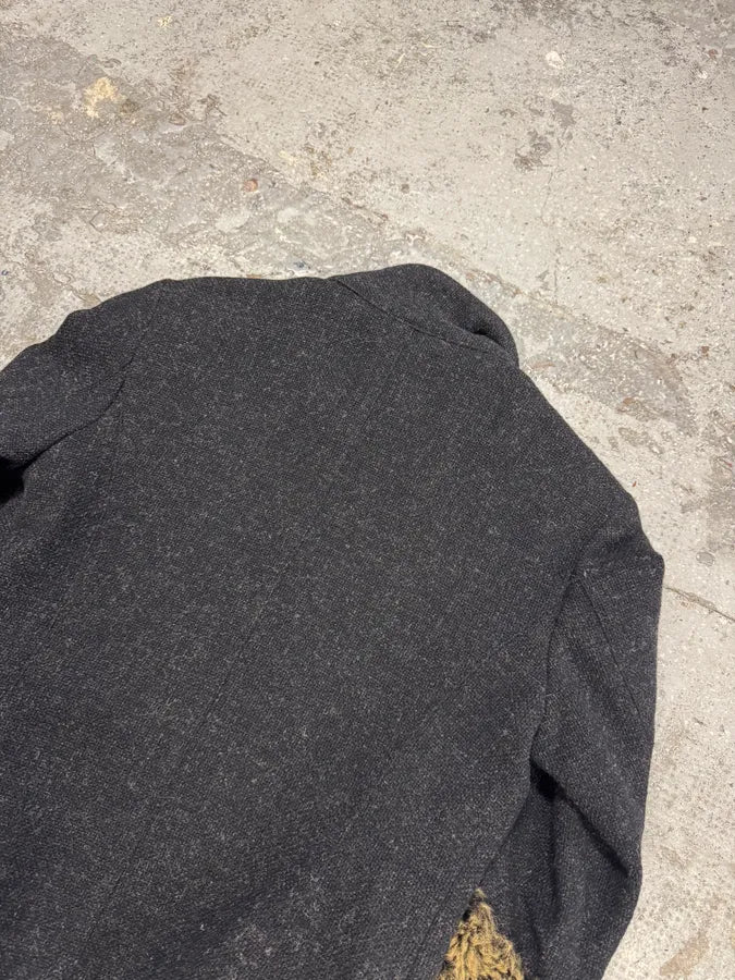 1990s Katharine Hamnett Black Wool Fur Sleeves Jacket CIpXJkK 5