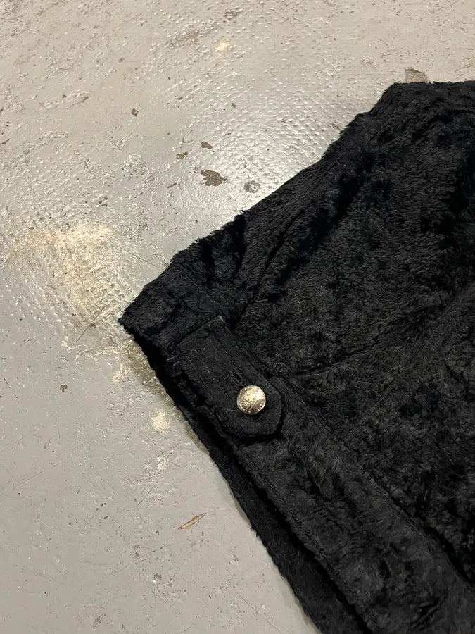 1990s Katherine Hamnett Black Fur Cozy Vest xXoJAkW 5