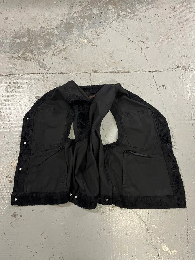 1990s Katherine Hamnett Black Fur Cozy Vest xXoJAkW 7