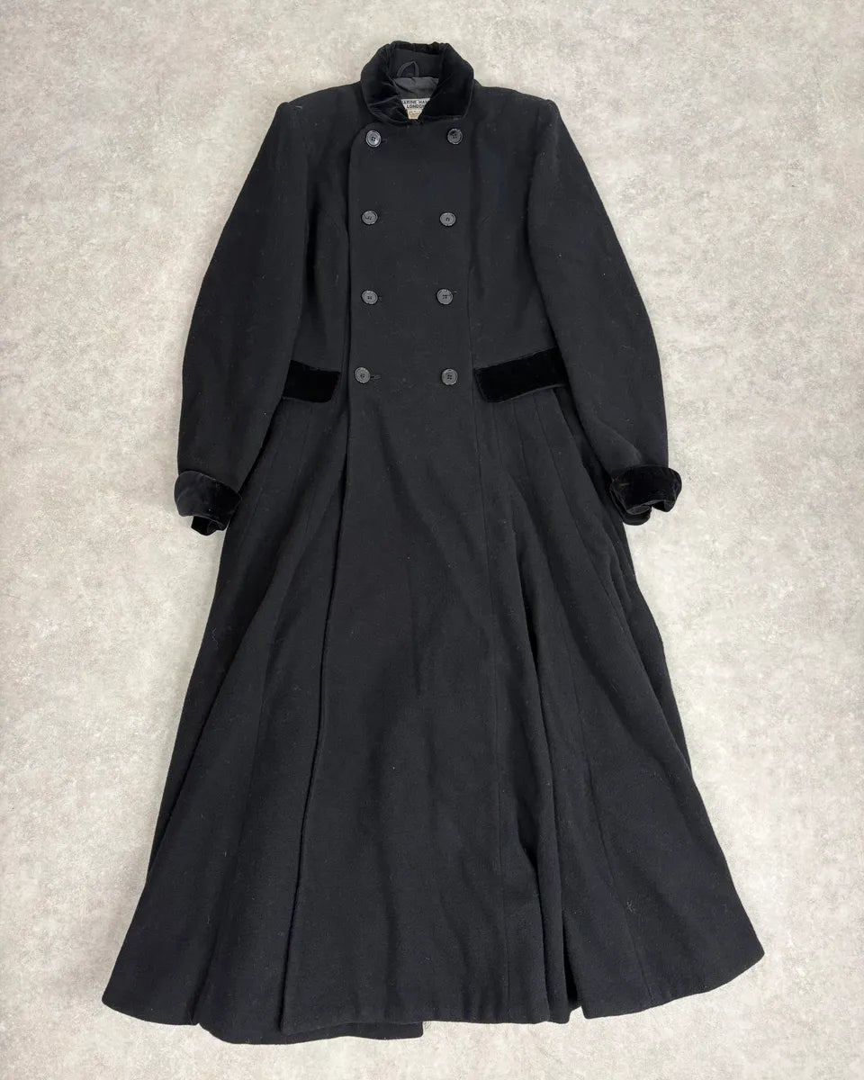 1990s Katherine Hamnett Black Wool Classy Long Coat ZxyDidP 2