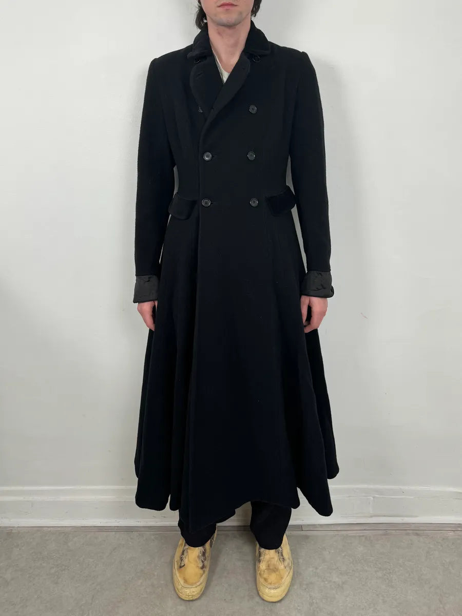 1990s Katherine Hamnett Black Wool Classy Long Coat ZxyDidP 0