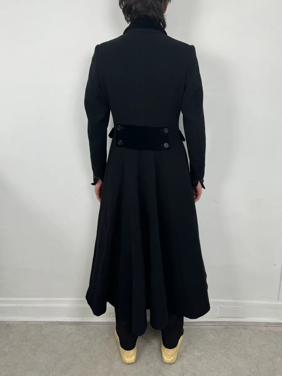1990s Katherine Hamnett Black Wool Classy Long Coat ZxyDidP 1