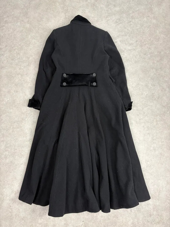 1990s Katherine Hamnett Black Wool Classy Long Coat ZxyDidP 6