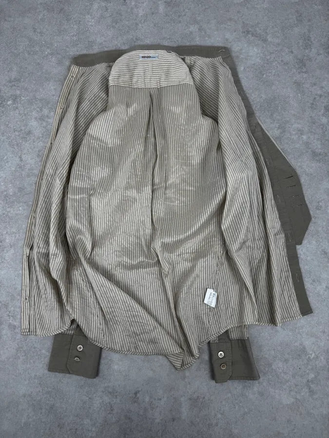 1990s Kenzo Beige & Light Green Patchwork Vest Shirt BKprjmp 5