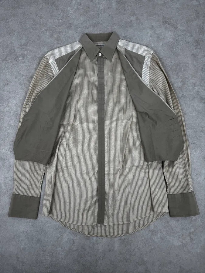 1990s Kenzo Beige & Light Green Patchwork Vest Shirt BKprjmp 3