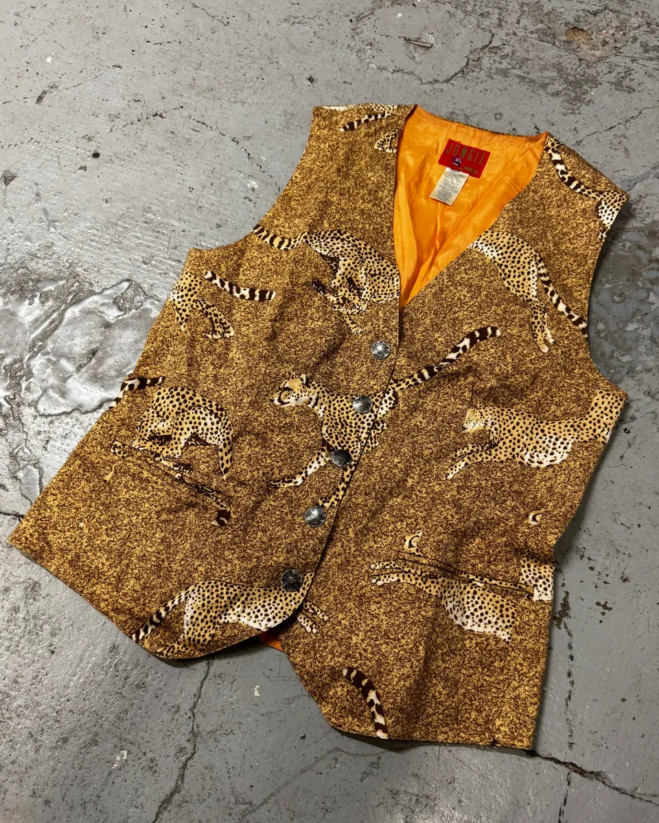 1990s Kenzo Beige Cheetah Print  Vest gcgiHMp 3