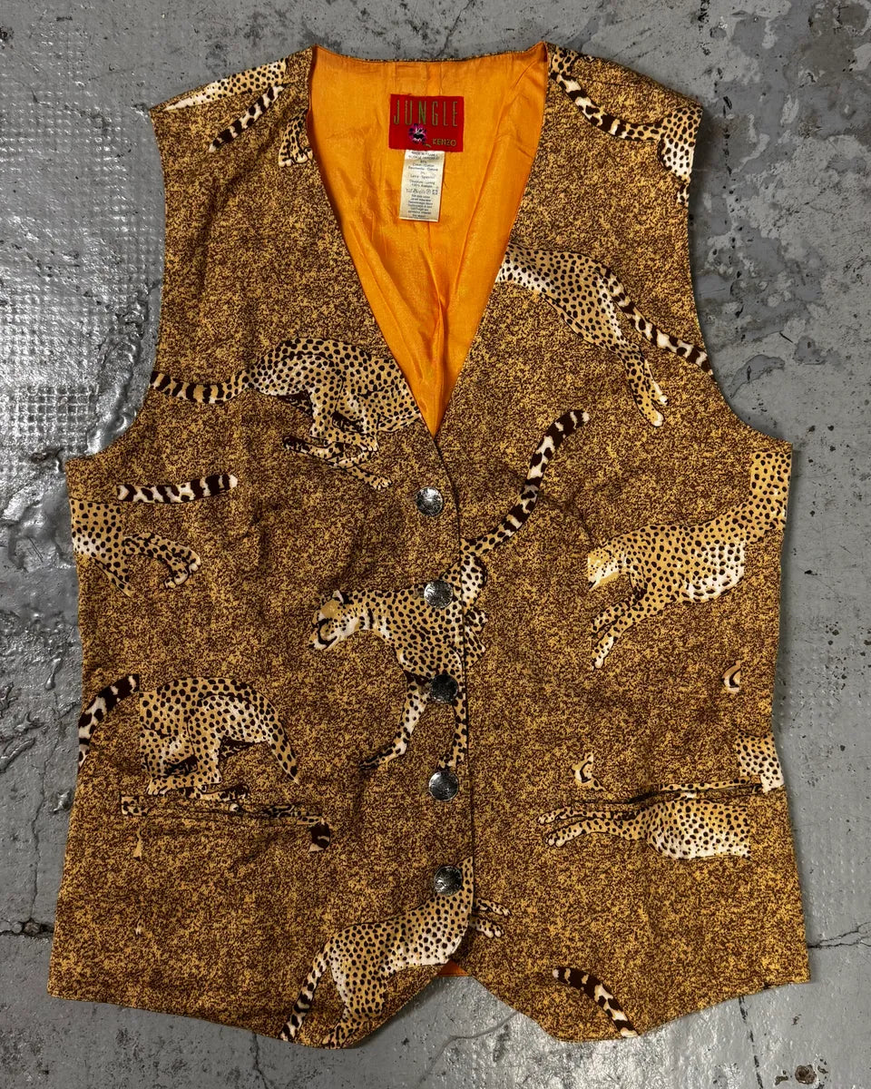 1990s Kenzo Beige Cheetah Print  Vest gcgiHMp 0