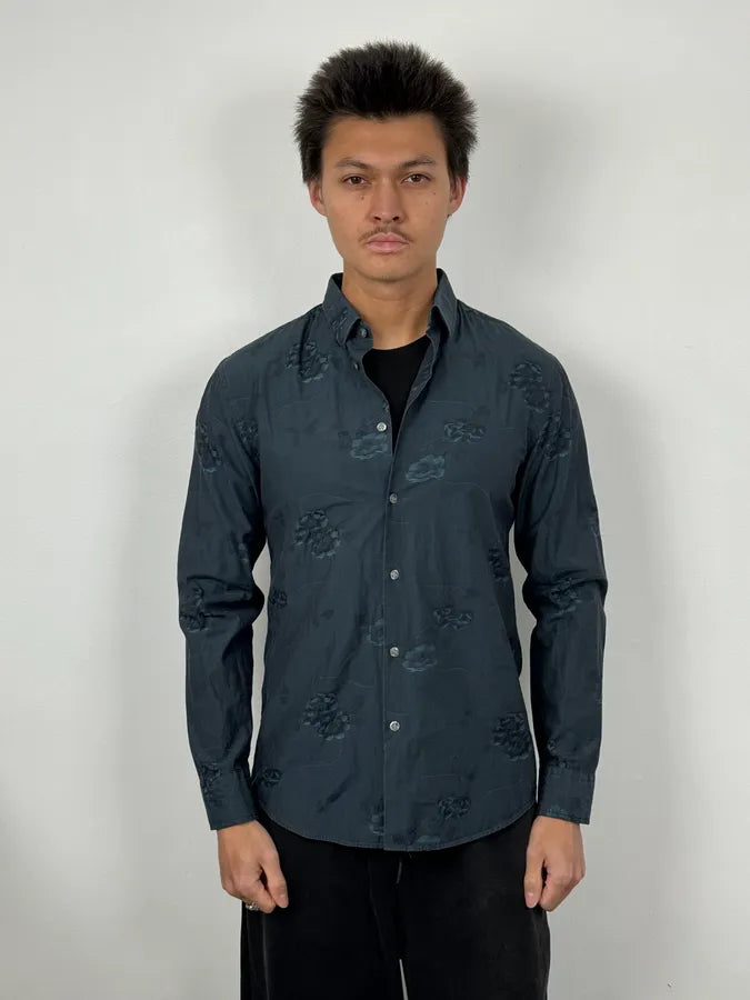 1990s Kenzo Blue Flower Print Shirt tWrsKut 1