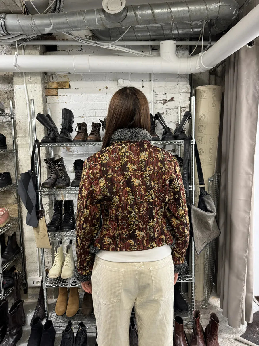 1990s Kenzo Royal Baroque Flowers Fur Blazer Jacket (L) BZmiJvz 2