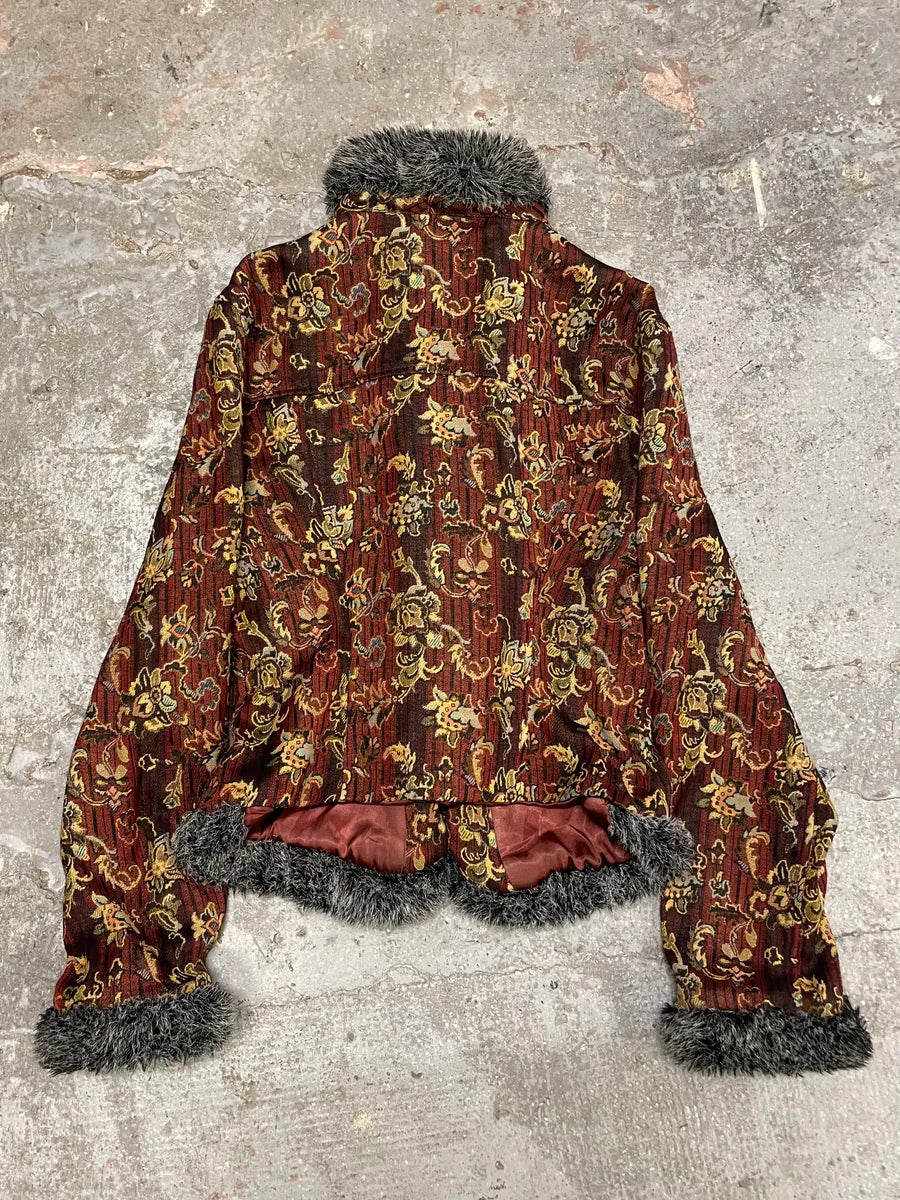 1990s Kenzo Royal Baroque Flowers Fur Blazer Jacket (L) BZmiJvz 3