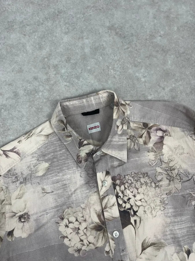 1990s Kenzo Flowers Shadow Cloudy Shirt mBBjoqr 3
