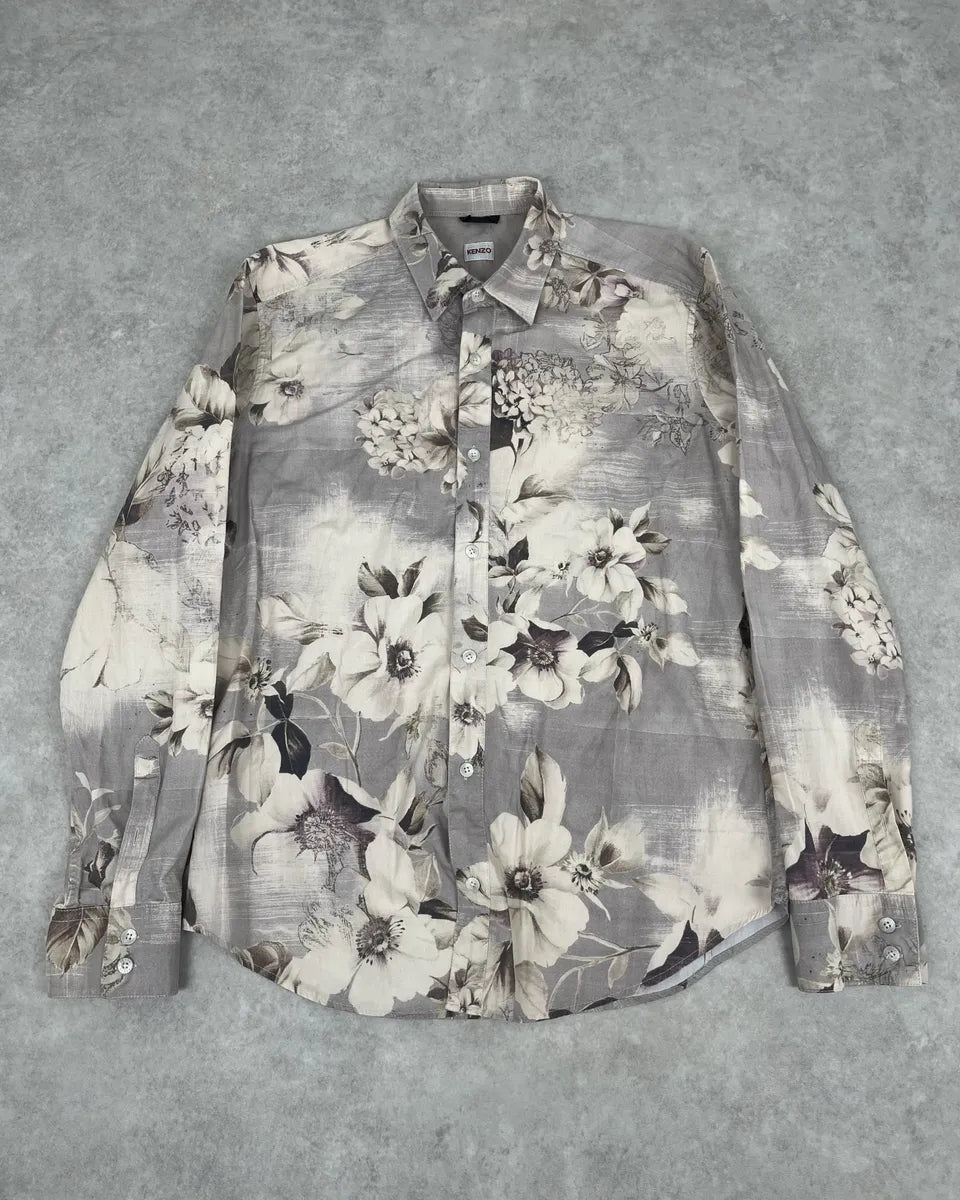 1990s Kenzo Flowers Shadow Cloudy Shirt mBBjoqr 0