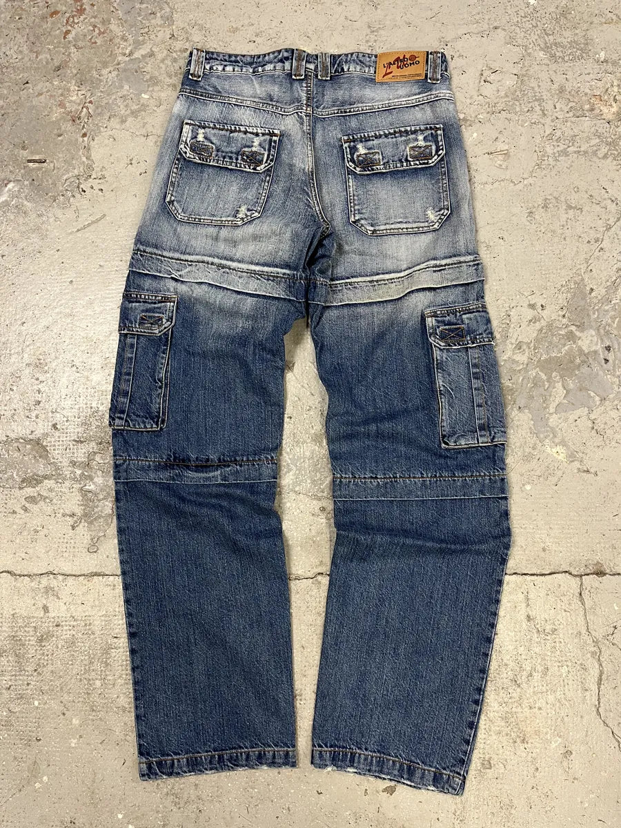 1990s Laltro Italian Blue Cargo Denim Jeans (M/L) WtqhtBj 5