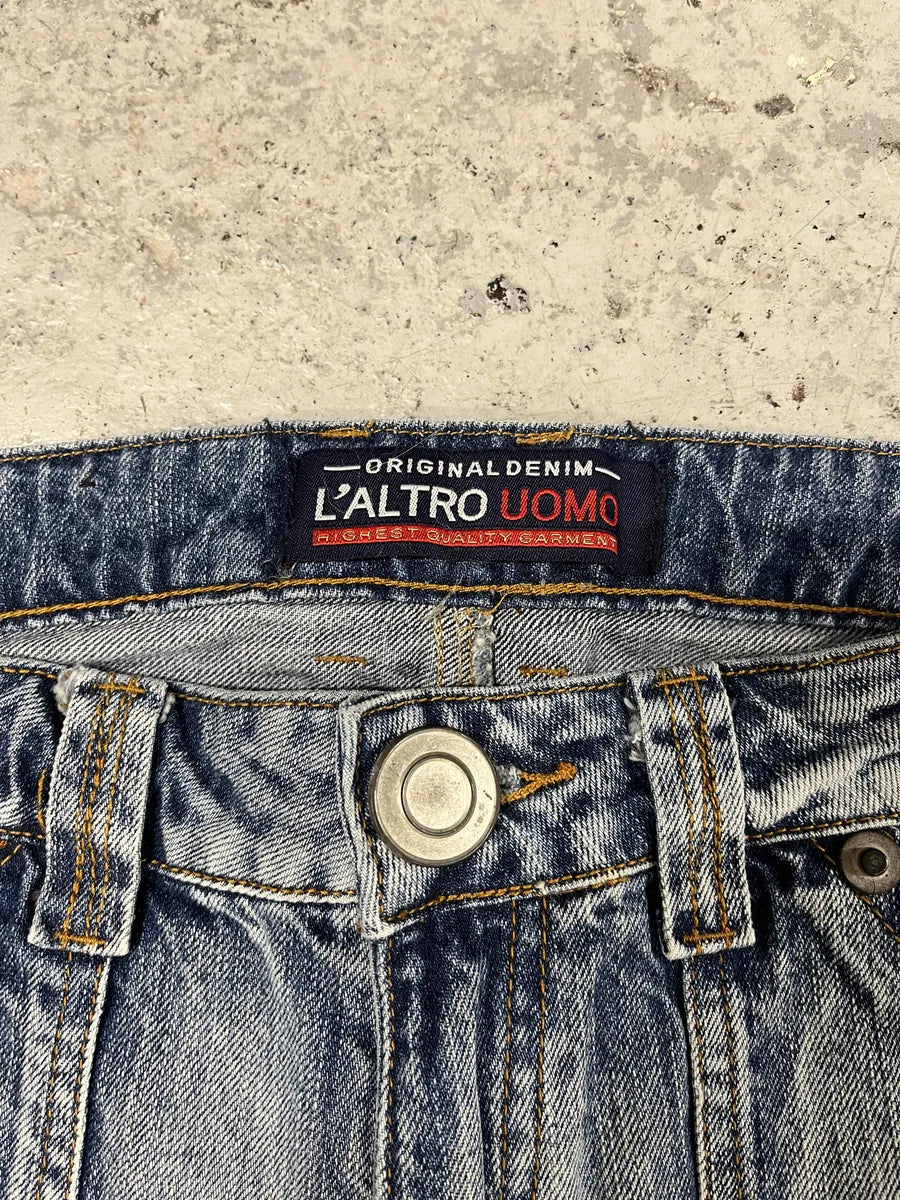 1990s Laltro Italian Blue Cargo Denim Jeans (M/L) WtqhtBj 9