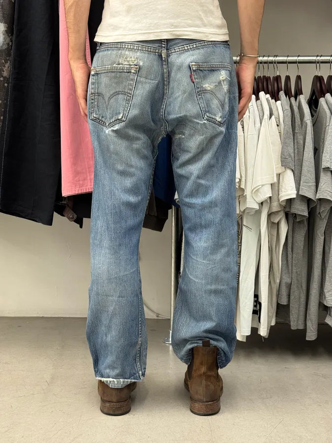 1990s Levi’s 501 Blue Faded Distressed Denim Jeans RlpWQSk 2