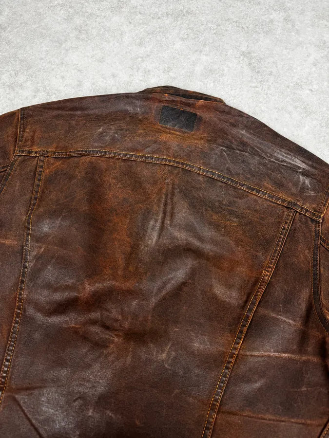 1990s Levi’s Biker Waxed Brown Jacket gUknTSl 6