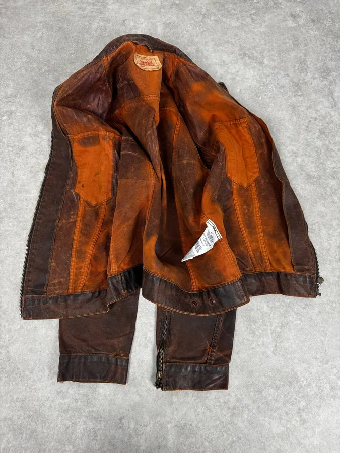 1990s Levi’s Biker Waxed Brown Jacket gUknTSl 7