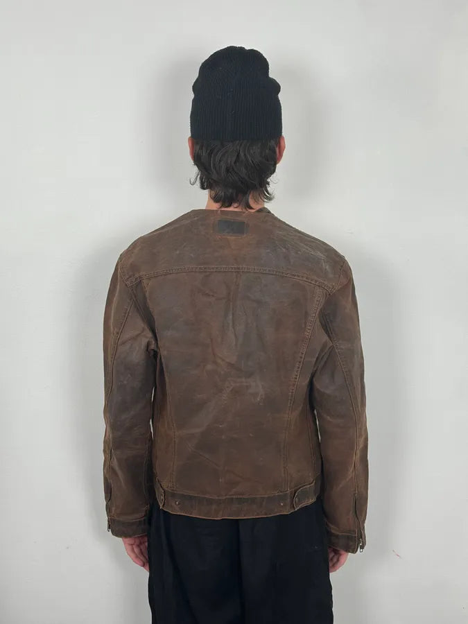 1990s Levi’s Biker Waxed Brown Jacket gUknTSl 2