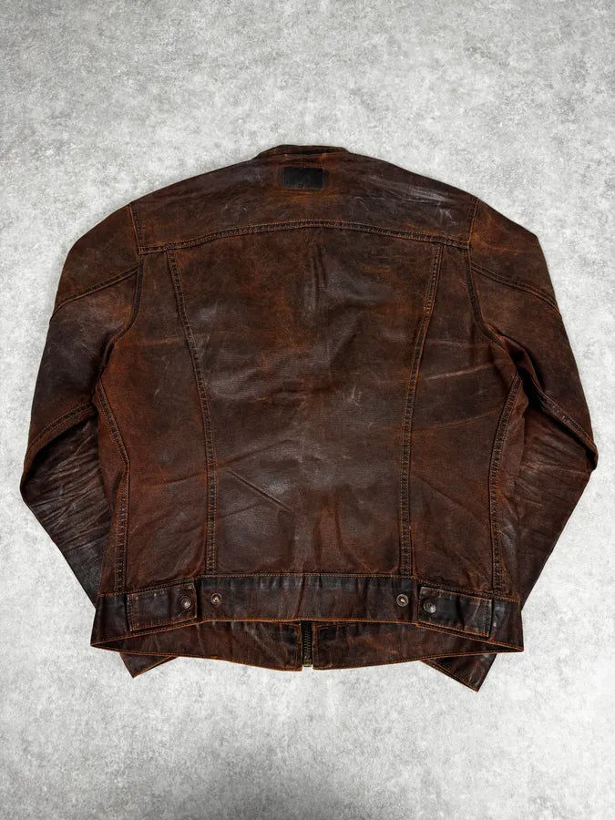 1990s Levi’s Biker Waxed Brown Jacket gUknTSl 3