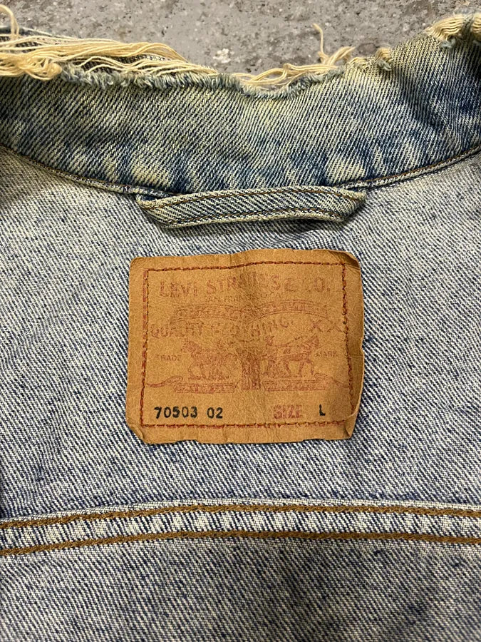 1990s Levi’s Blue Distressed Faded Denim Jacket (M/L) DghtNvI 9