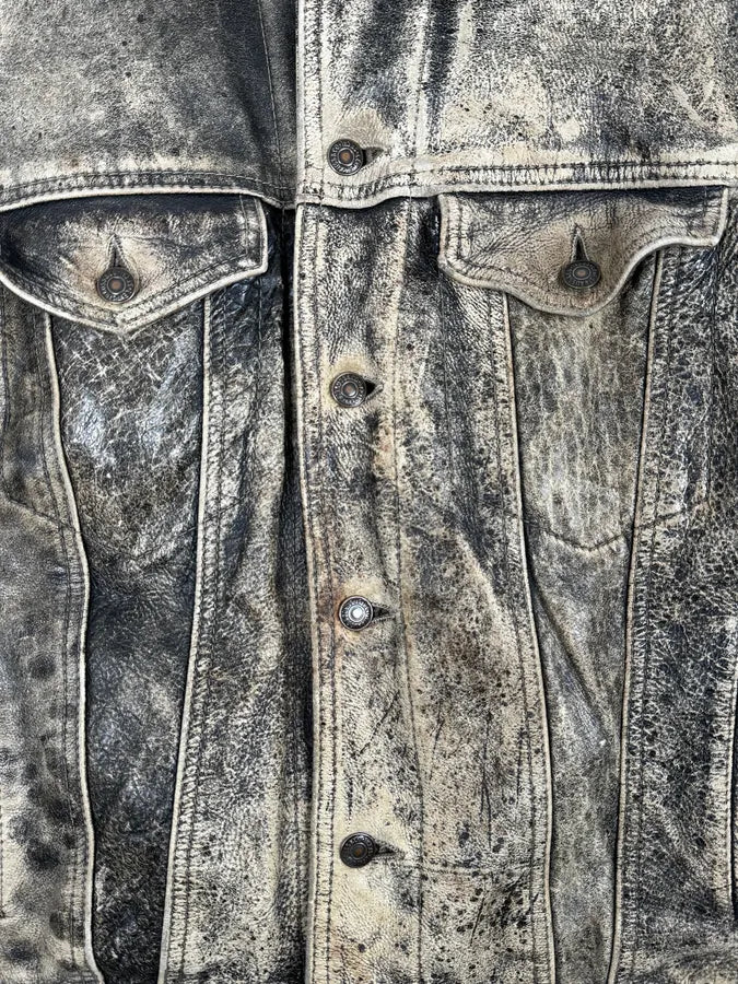 1990s Levi’s Gold Eroded Leather Trucker Jacket YsBhTFF 9