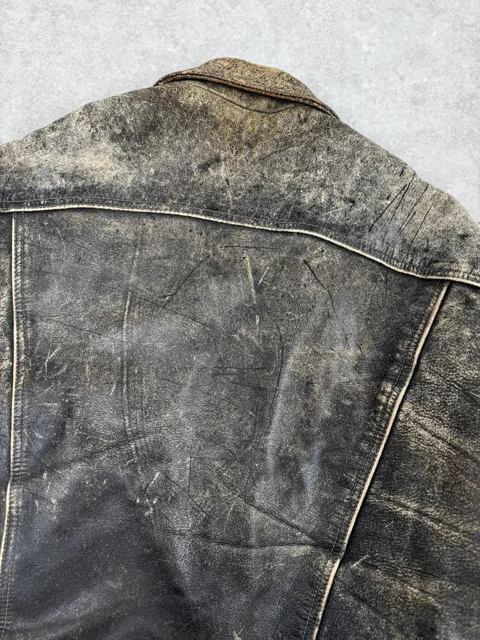 1990s Levi’s Gold Eroded Leather Trucker Jacket YsBhTFF 5