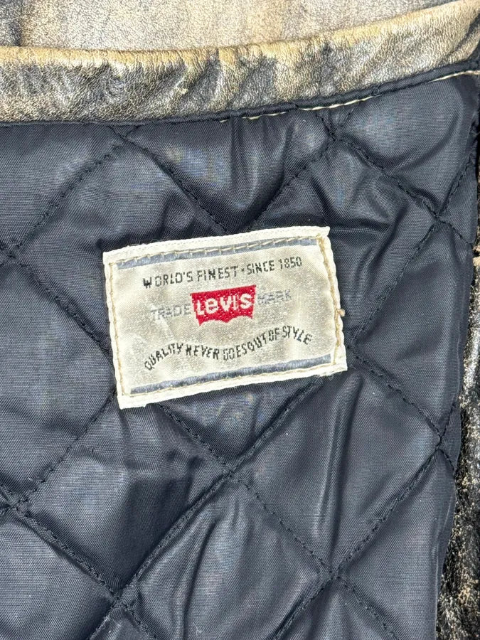 1990s Levi’s Gold Eroded Leather Trucker Jacket YsBhTFF 10