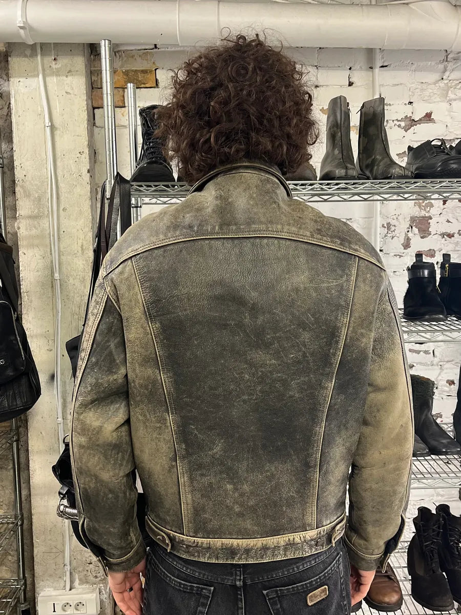 1990s Levi’s Raw Grey Leather Trucker Jacket QVNTndQ 2