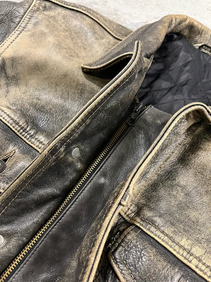 1990s Levi’s Raw Grey Leather Trucker Jacket QVNTndQ 5