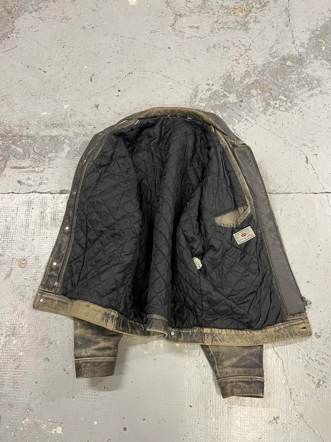 1990s Levi’s Raw Grey Leather Trucker Jacket QVNTndQ 8