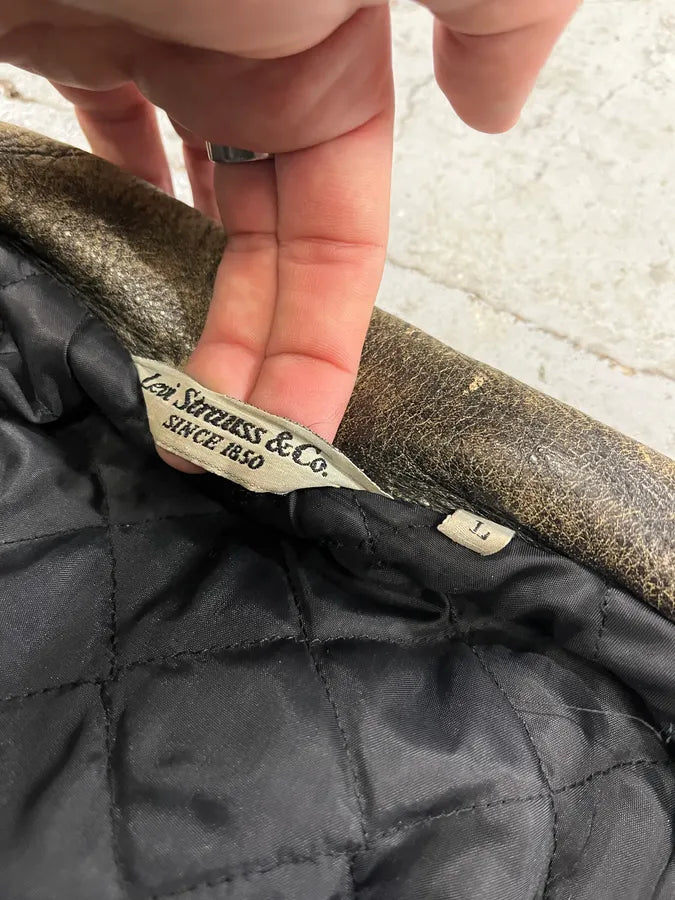 1990s Levi’s Raw Grey Leather Trucker Jacket QVNTndQ 9