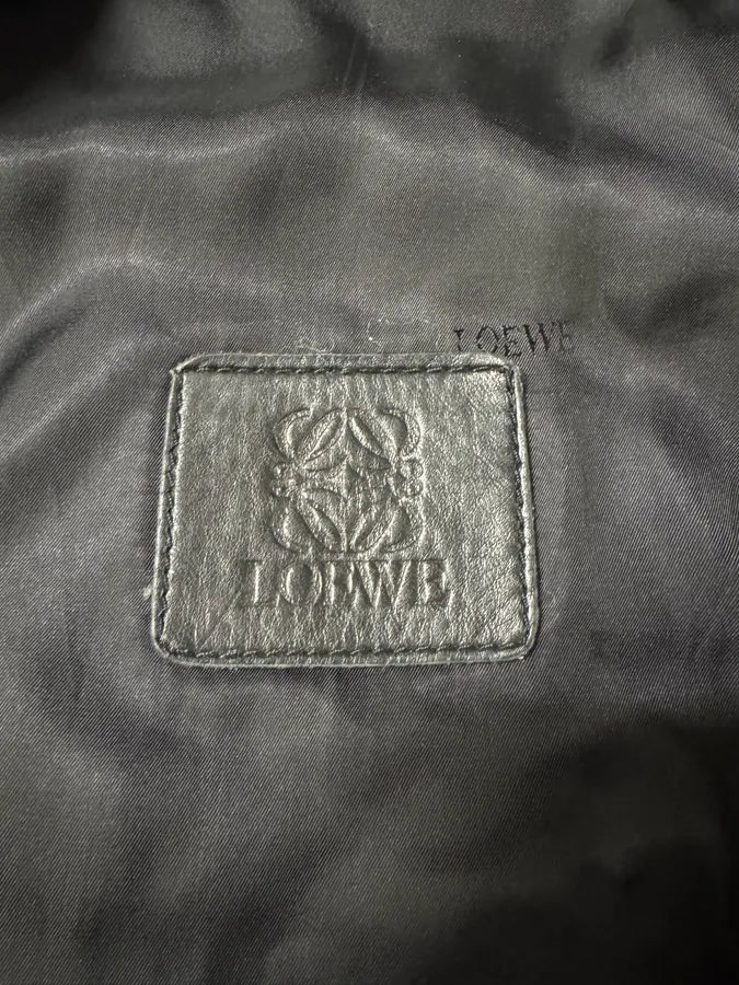 1990s Loewe Black Leather Bomber Jacket (L) 2