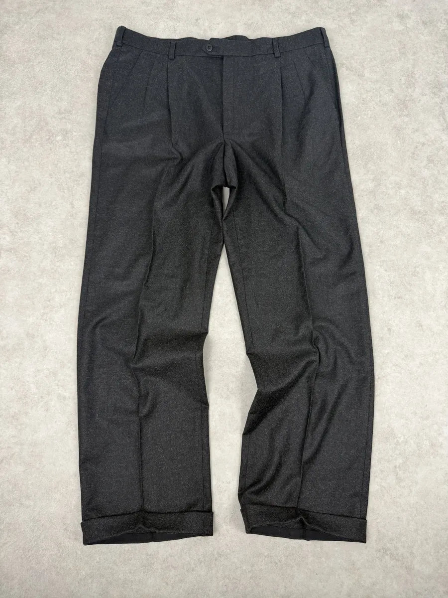 1990s Loro Piana Dark Grey Wool Tailored Pants fvLsnWR 1