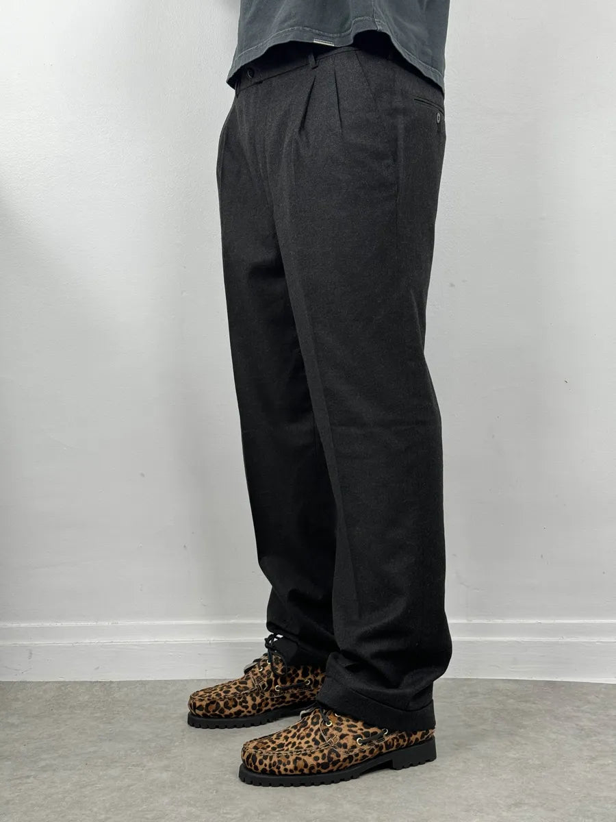 1990s Loro Piana Dark Grey Wool Tailored Pants fvLsnWR 3