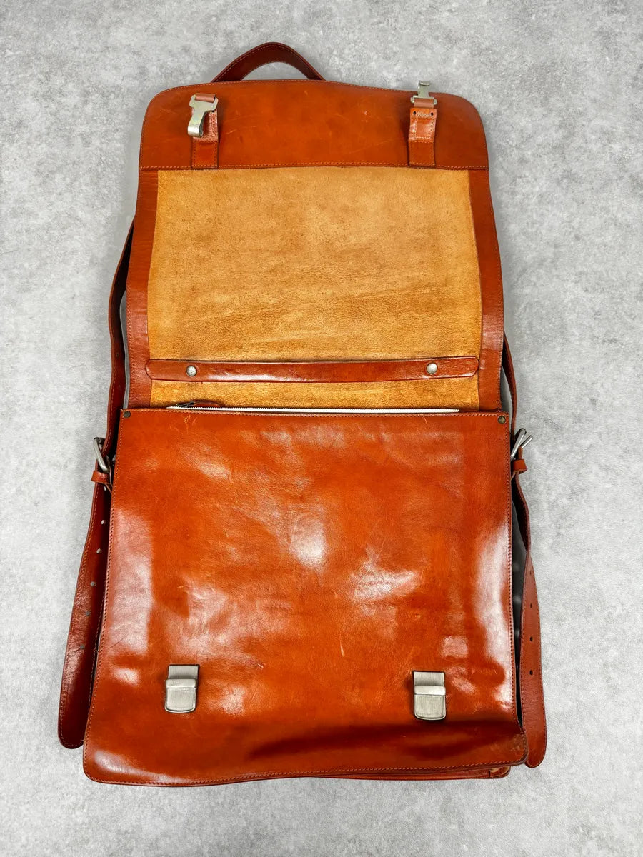 1990s Maison Martin Margiela Orange Signature Leather Bag IgWpvea 6