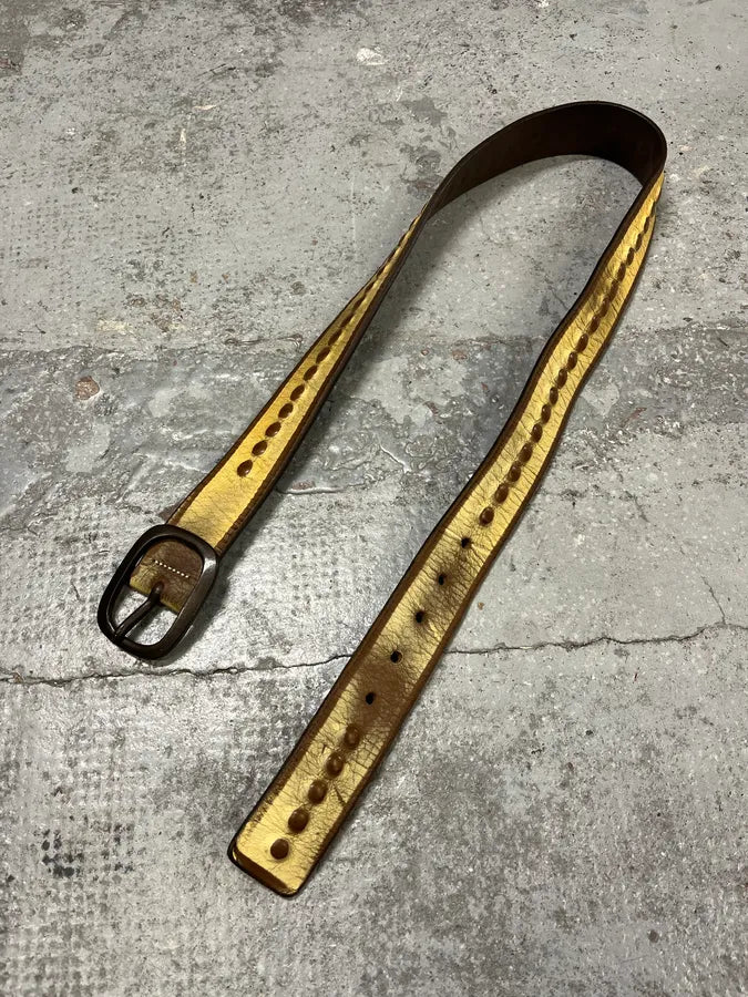 1990s Marithé + François Girbaud Beige & Brown Leather Belt jvMaBMH 3