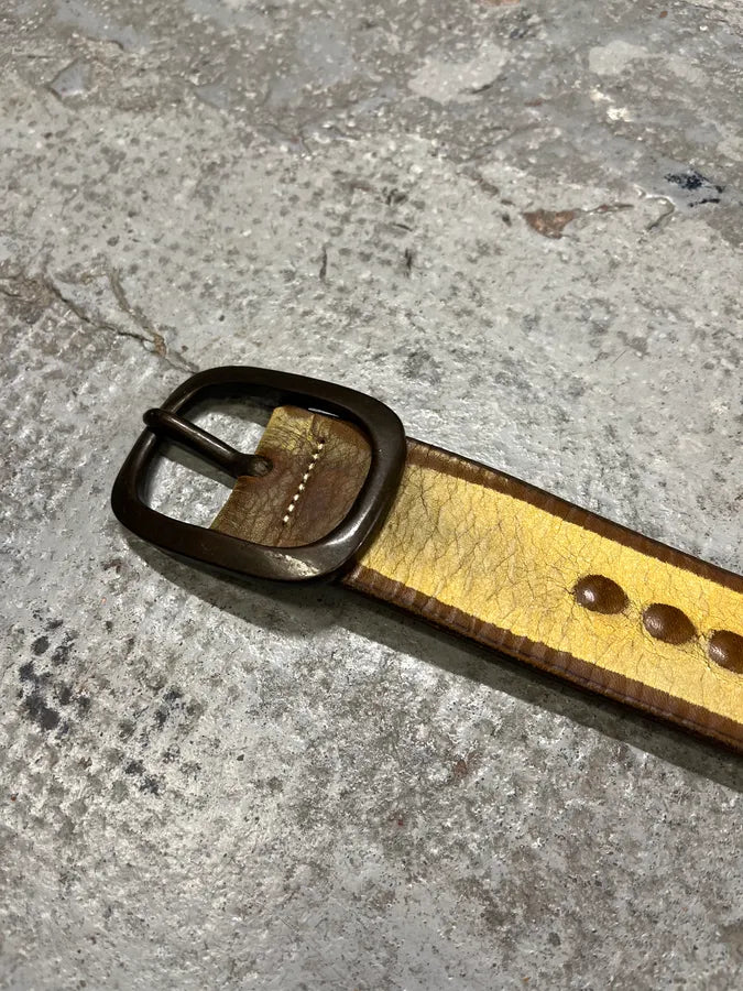 1990s Marithé + François Girbaud Beige & Brown Leather Belt jvMaBMH 5