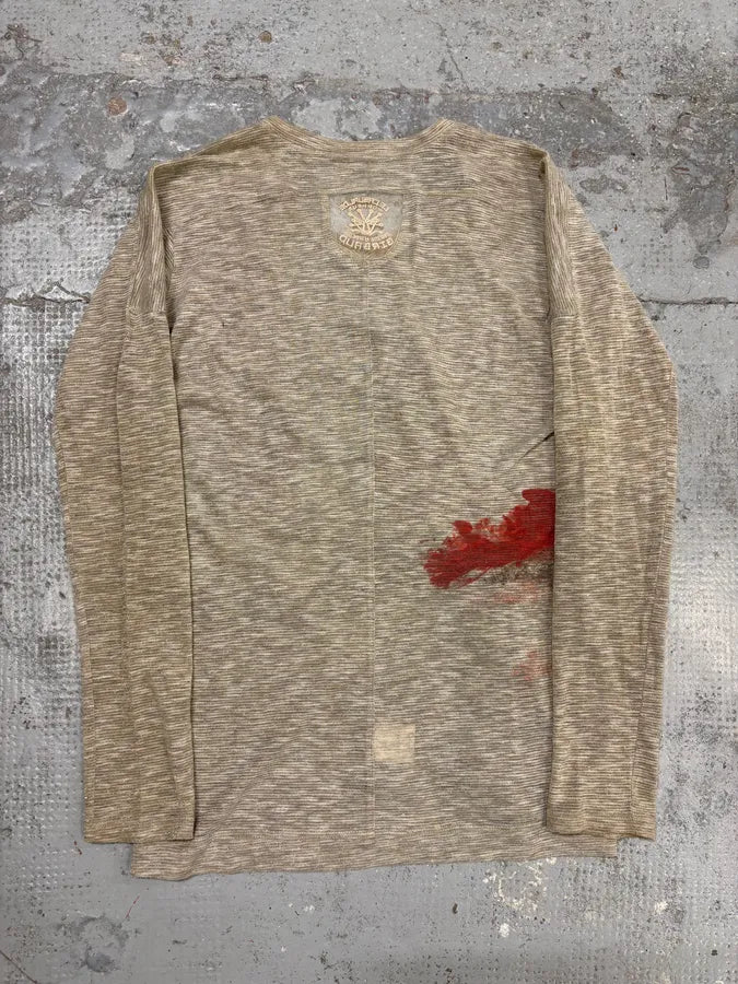 1990s Marithé + François Girbaud Beige V-Neck Longsleeve T-Shirt pkEMlWP 5